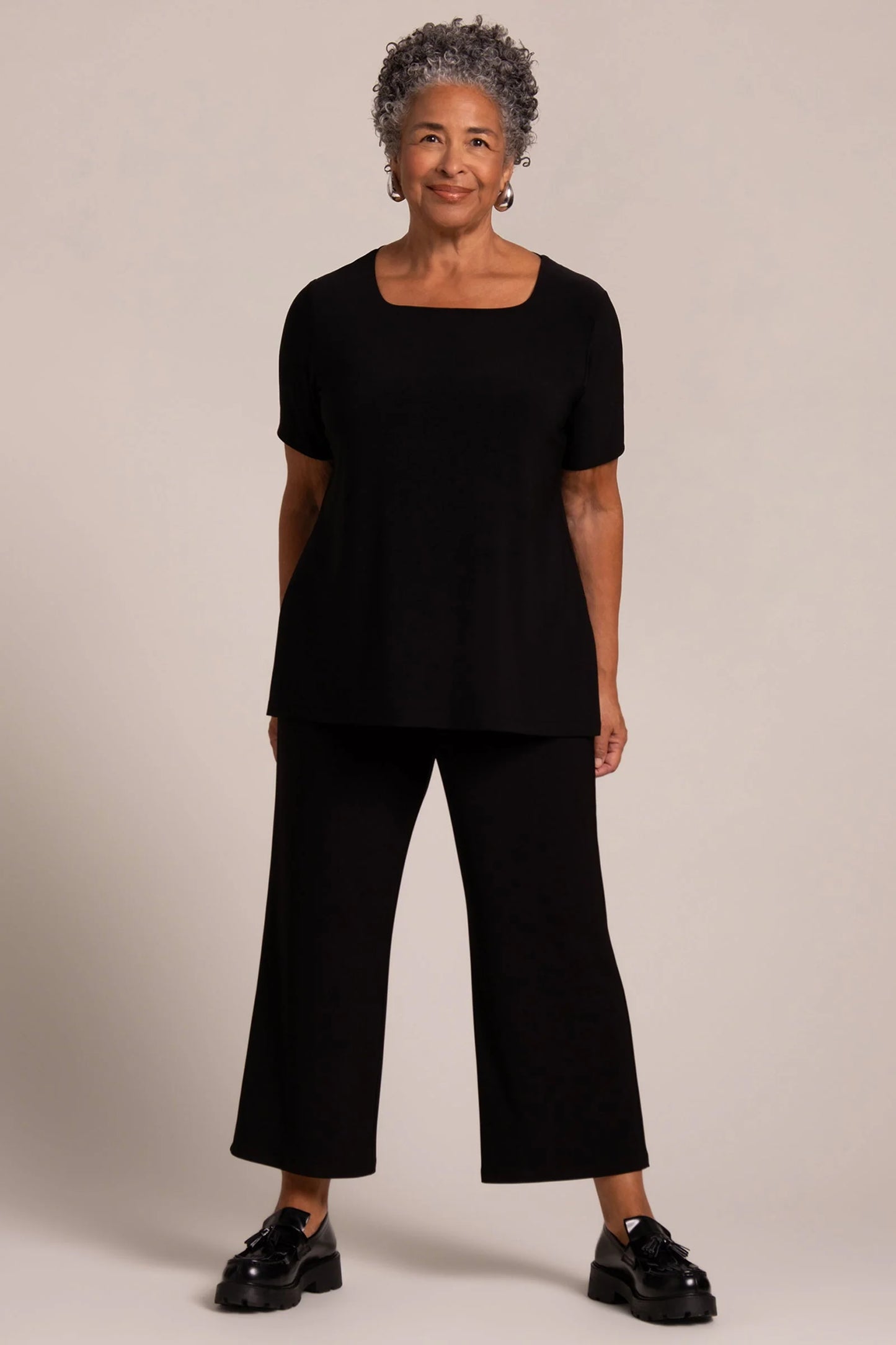 SYMPLI - SOFT SQUARE NECK  SHORT SLEEVE TOP