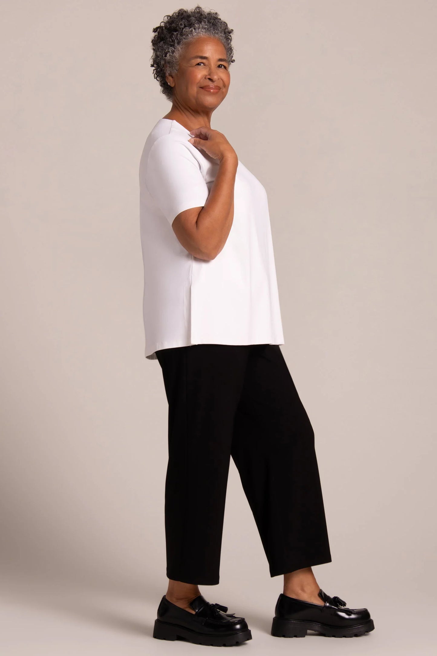 SYMPLI - SOFT SQUARE NECK  SHORT SLEEVE TOP