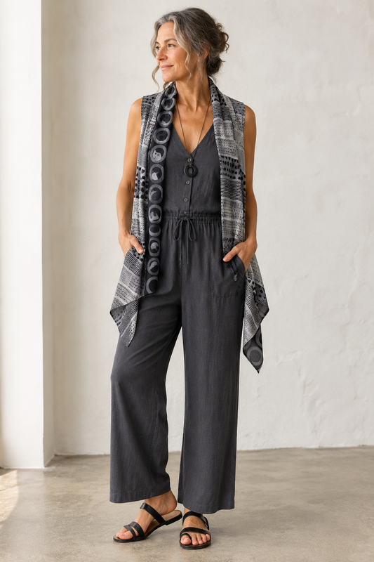 Pattern silk versatile vest