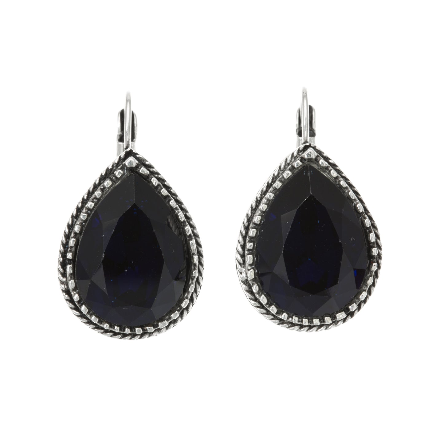 MERX - MODERN SWAROVSKI RHODIUM OVAL BAROQUE PUNCH OUT BACK  EARRING