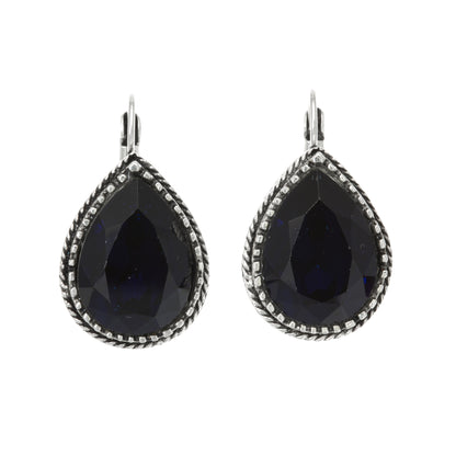 Modern Swarovski Rhodium Oval Baroque Punch Out Back  Earring - Suttles & Seawinds