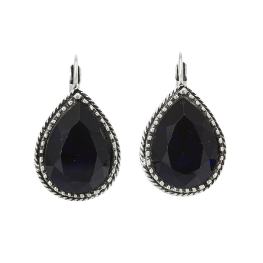 MERX - MODERN SWAROVSKI RHODIUM OVAL BAROQUE PUNCH OUT BACK  EARRING