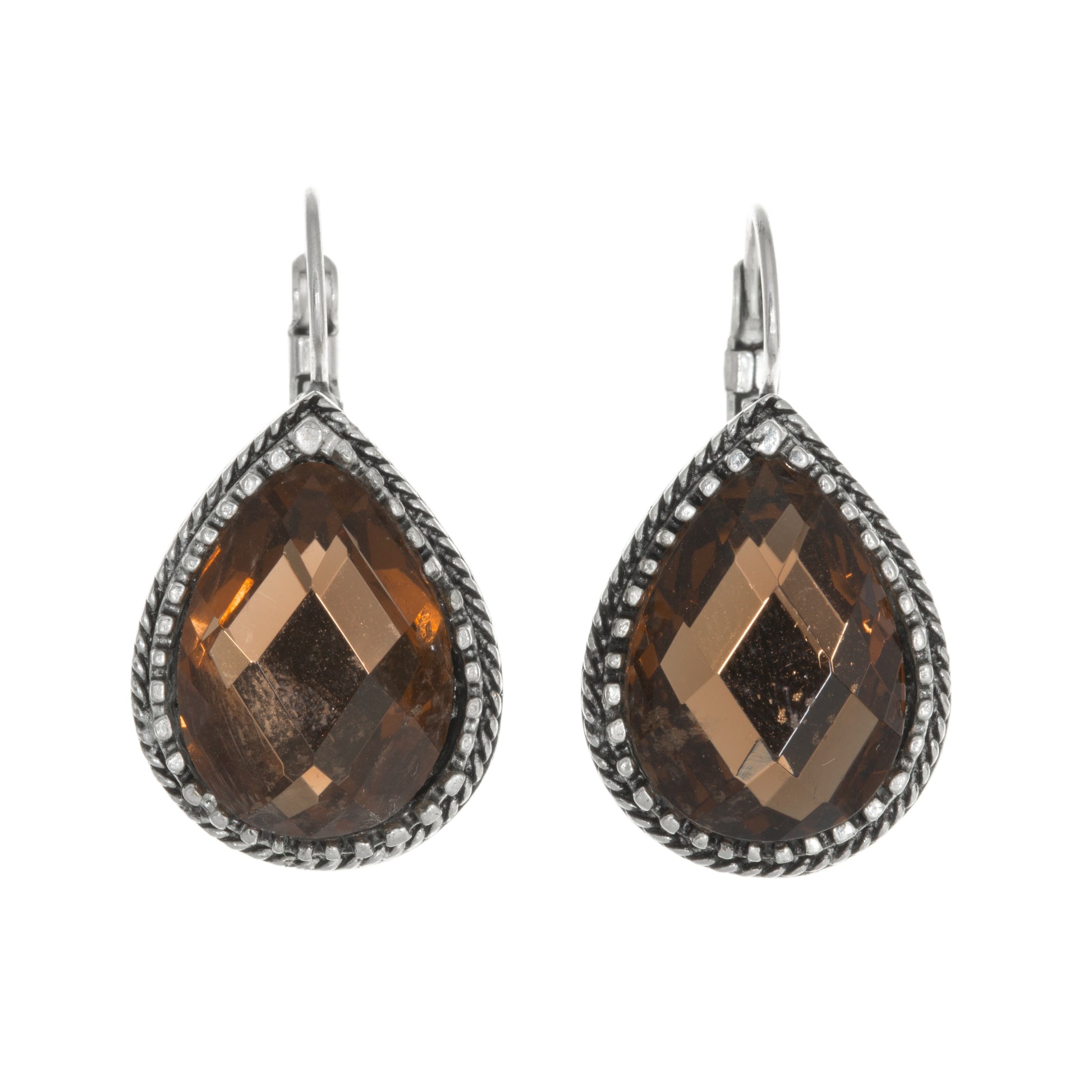 Modern Swarovski Rhodium Oval Baroque Punch Out Back  Earring - Suttles & Seawinds