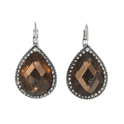 Modern Swarovski Rhodium Oval Baroque Punch Out Back  Earring - Suttles & Seawinds