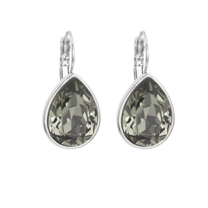 MERX - MODERN SWAROVSKI RHODIUM OVAL TEARDROP EARRING