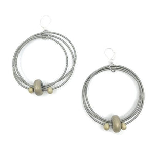 Sea Lily -  Big Wire Loop Earring with Gold Hematite Disc