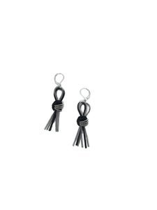 Sea Lily - Silver Black Knot Tassel Earring