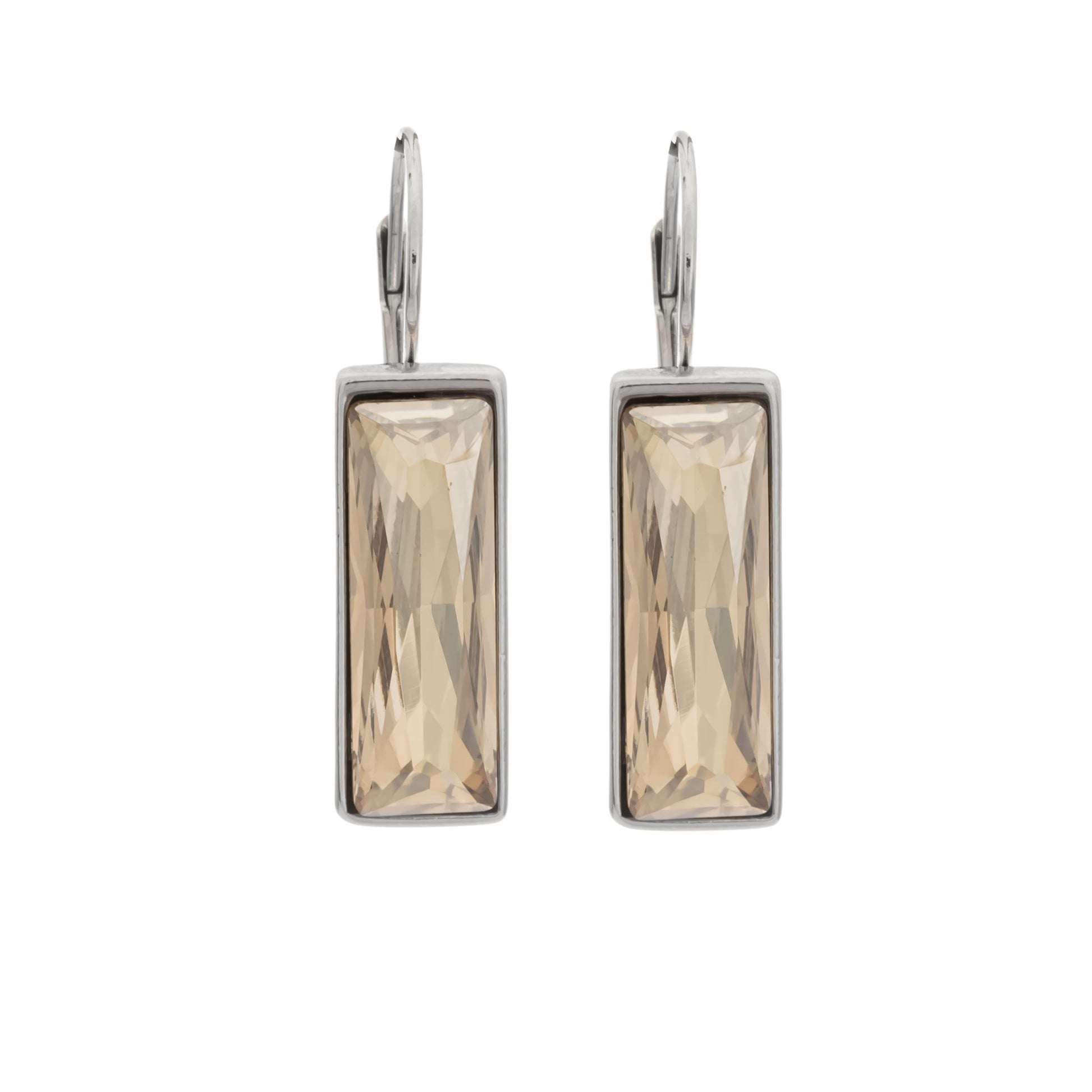 Modern Swarovski Rhodium Baguette Earring -  Suttles & Seawinds