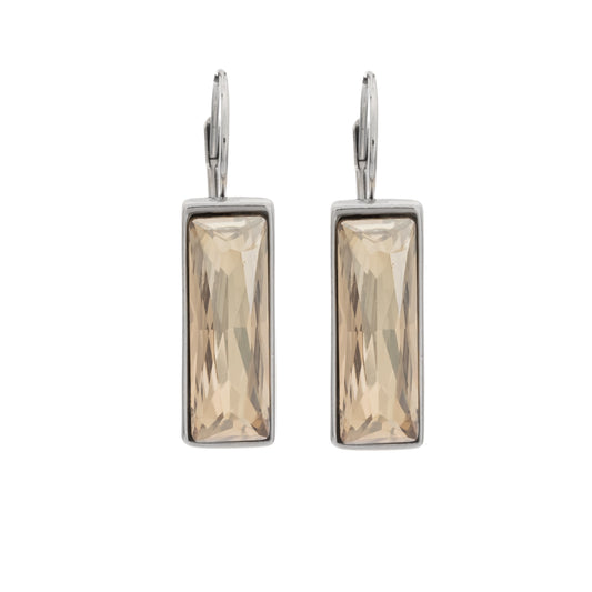 MERX - MODERN SWAROVSKI RHODIUM BAGUETTE EARRING