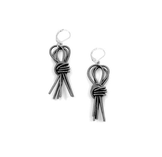 Sea Lily - Slate Knot Tassel Earring