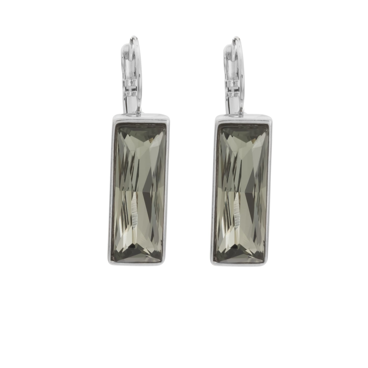 MERX - MODERN SWAROVSKI RHODIUM BAGUETTE EARRING