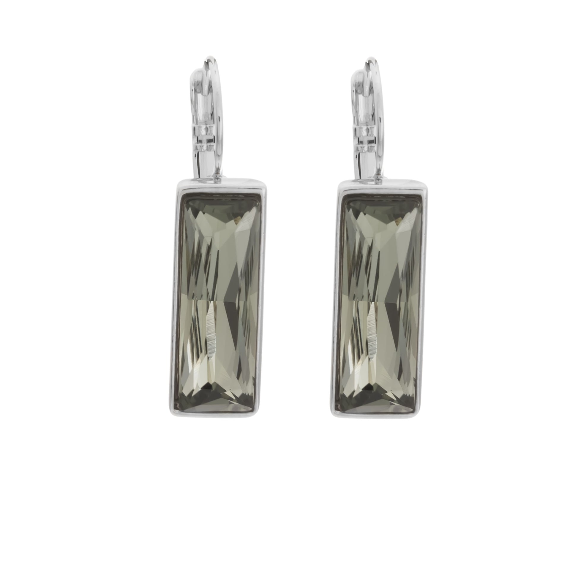 Modern Swarovski Rhodium Baguette Earring -  Suttles & Seawinds