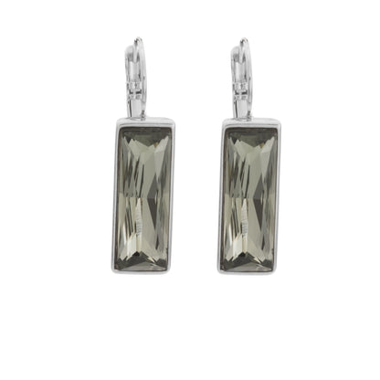 Modern Swarovski Rhodium Baguette Earring -  Suttles & Seawinds