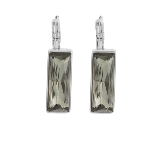 MERX - MODERN SWAROVSKI RHODIUM BAGUETTE EARRING
