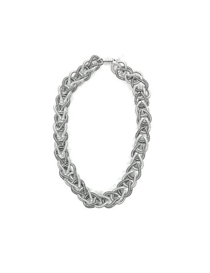 Sea Lily - L18F - Silver/Slate Chain Link Necklace