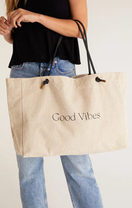 Z SUPPLY - CARRY ALL GOOD VIBES TOTE - NATURAL