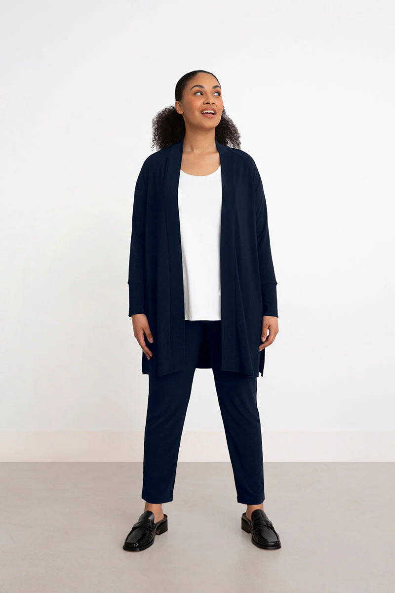 Long navy online cardigan with pockets
