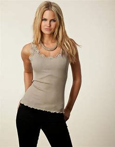 Rosemunde: Silk and Lace Camisole with Lace Trim at Bottom (Many Colours)
